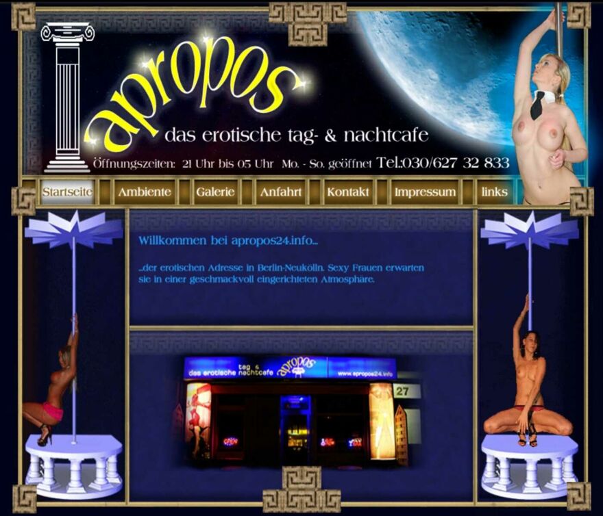 Screenshot der Webseite des ehemaligen Bordells Apropos