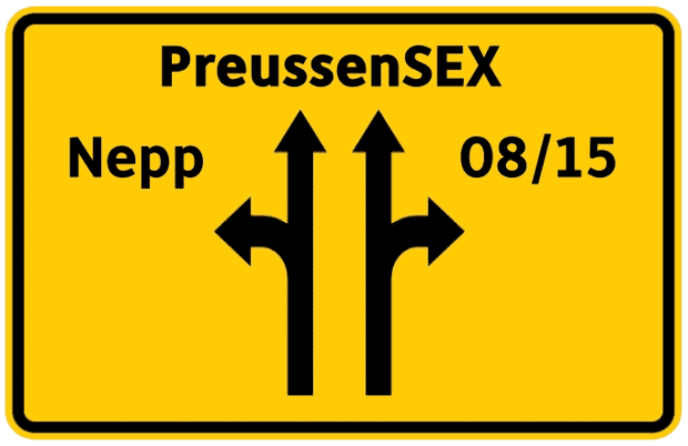 Bordell-Werbung schaltet man auf PreussenSEX Gelbes Hinweisschild für Werbung auf PreussenSEX